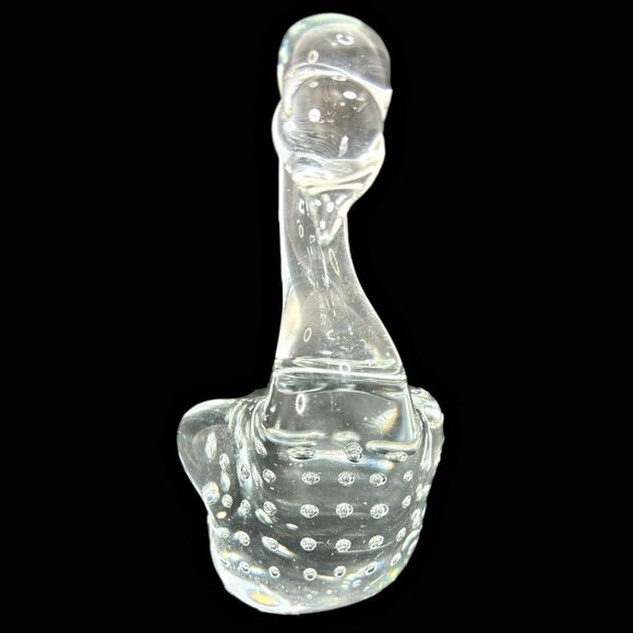 Hand Blown Glass Swan Paperweight Figurine Controlled Bubble Art Glass Vintage - Picture 2 of 7